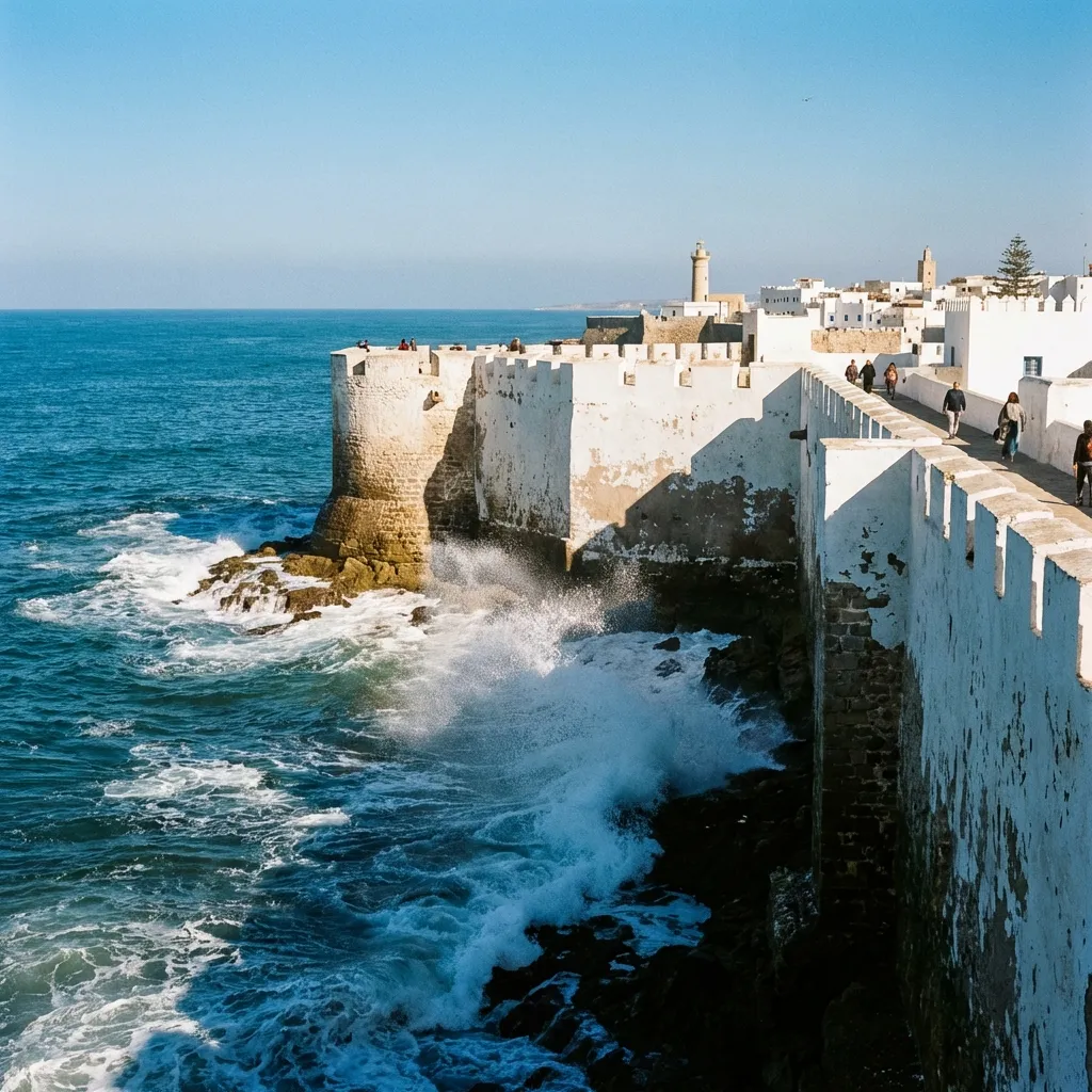 Les remparts portugais d'Assilah avec vue sur l'océan