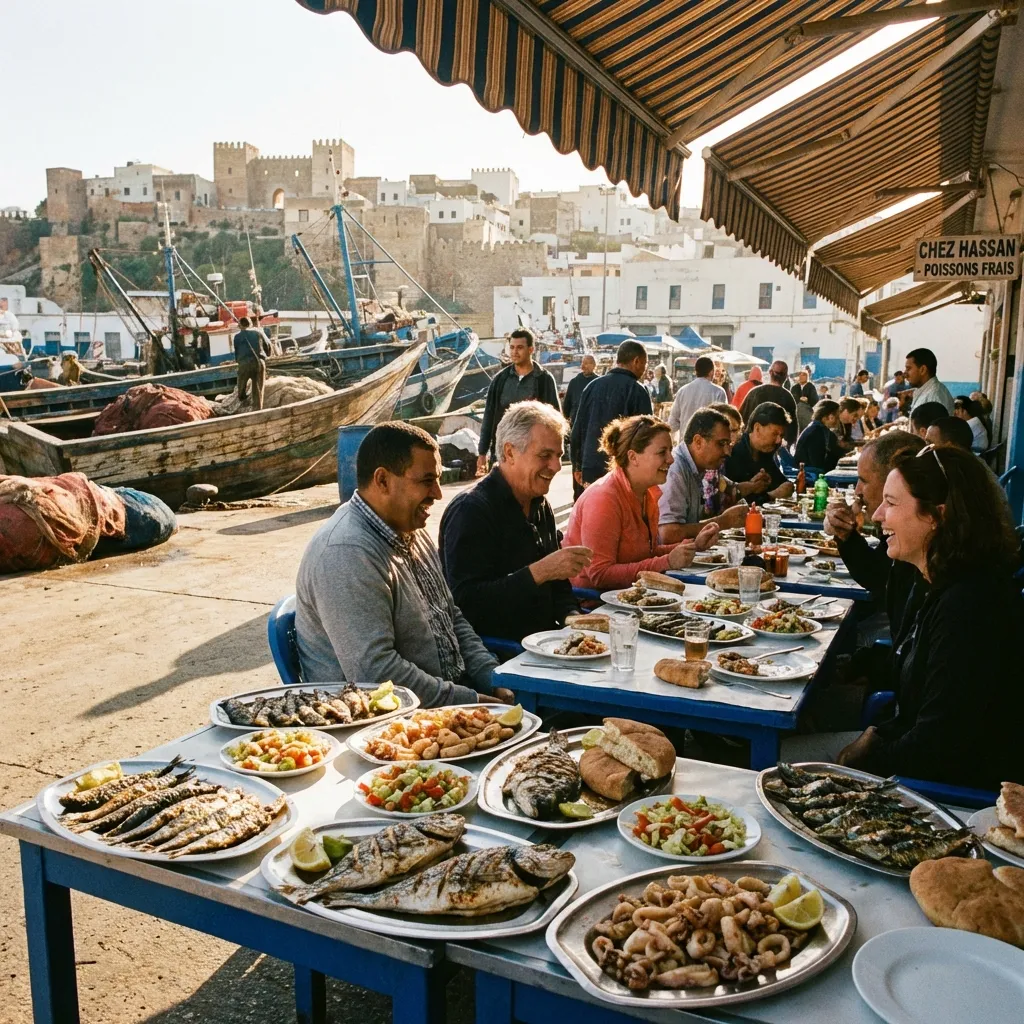 Restaurant de poisson au port de Tanger