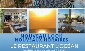 Le restaurant L’Océan est ravi de vous annoncer qu’il est désormais ouvert le midi et le soir de 12h00 à 23h30 ! Le restaurant
