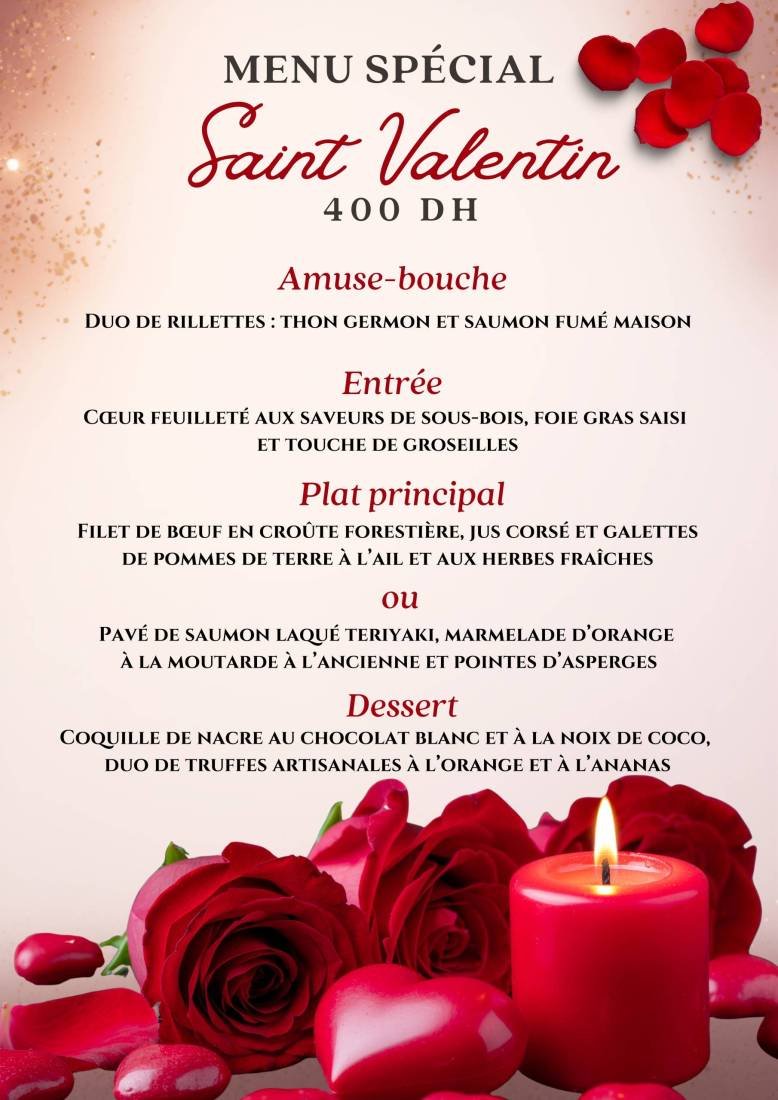 Visuel menu du spécial diner de la Saint-Valentin réalisé par livretdunord.com