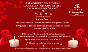 Amour et gastronomie sous les chandelles de l’hôtel El Minzah Menu amour et gastronomie pour vous deux à l'hôtel El Minzah