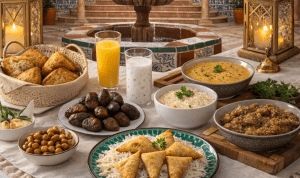 Ftour en buffet au Grand Hôtel Villa de France dans un cadre enchanteur Une table servie du ftour en buffet du Grand Hôtel Villa de France