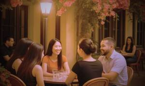 Les cafés de Tanger changent de rythme pendant le Ramadan Jeunes profitant de la terrasse des cafés de Tanger pendant le Ramadan, avec thé à la menthe et ambiance conviviale