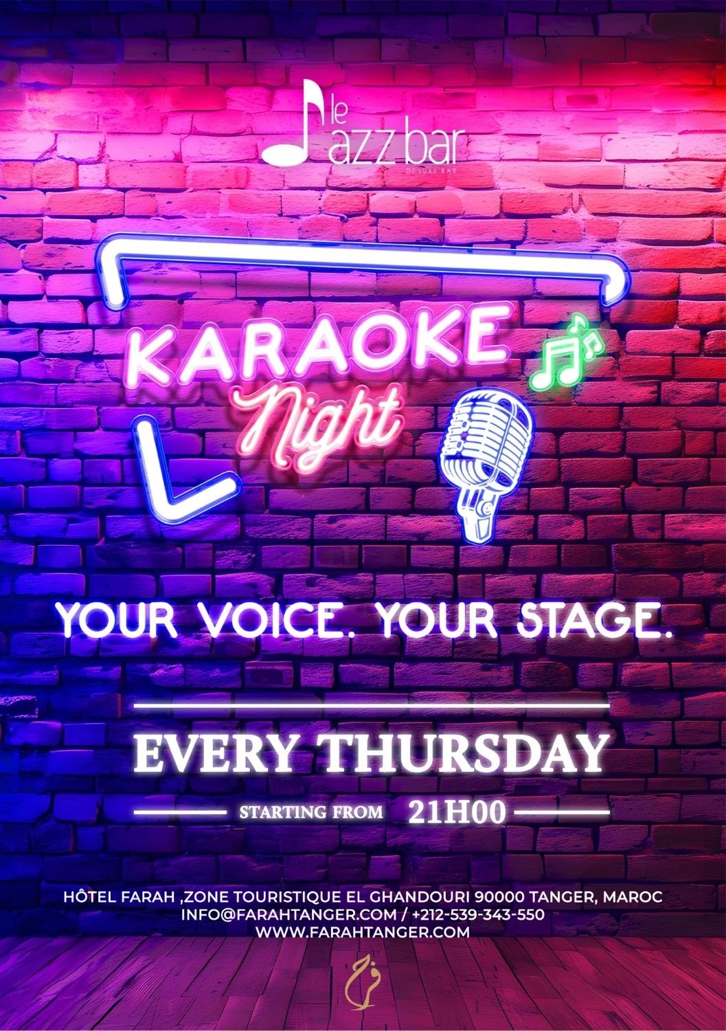 affiche Karaoké Night au Farah Hotel Tanger chaque jeudi au Jazz Bar