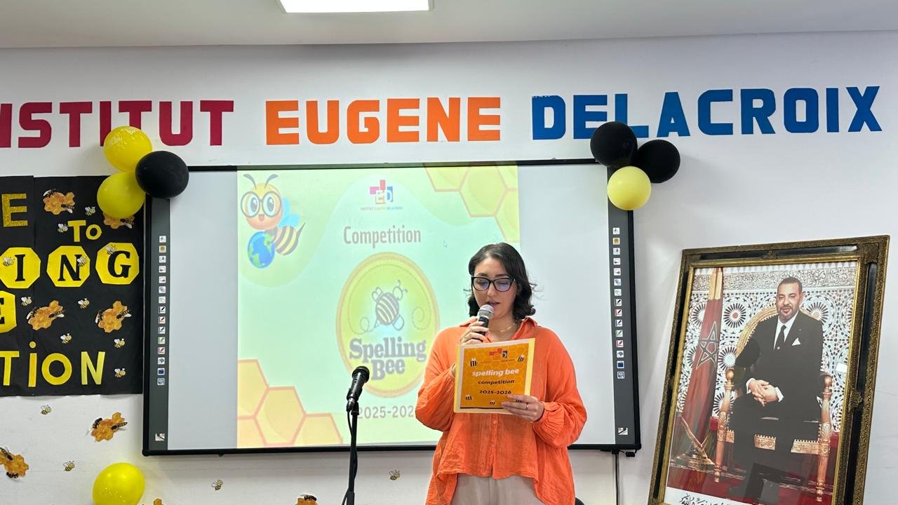 Présentation du concours Spelling Bee par la professeur d'anglais de l'Institut Eugène Delacroix