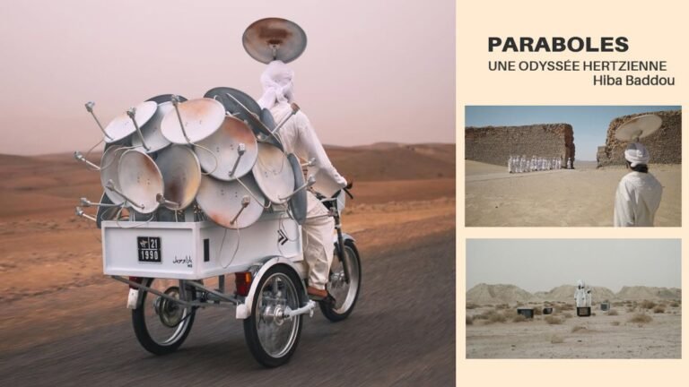 Paraboles, une odyssée hertzienne, transforme la Galerie Delacroix à Tanger en espace d’ondes et d’imaginaires. Affiche de l’exposition Paraboles de Hiba Baddou à la Galerie Delacroix à Tanger