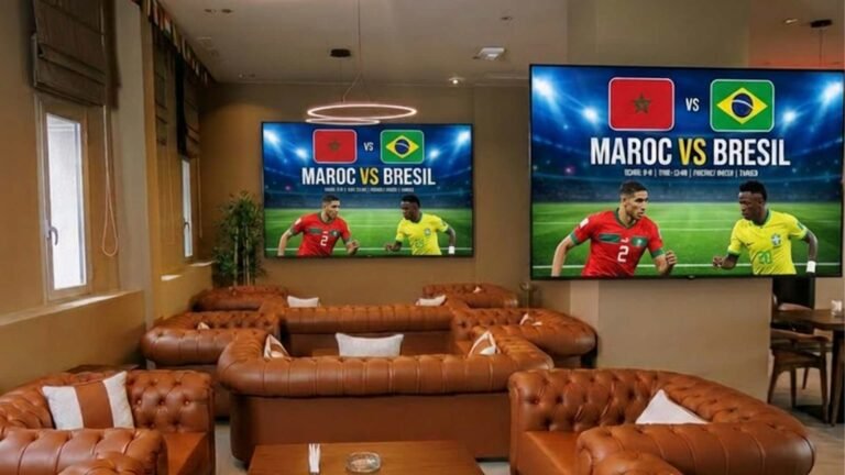 Diffusion du match Maroc vs Brésil à l’Arena Sport Bar de l’hôtel Kenzi Solazur Tanger