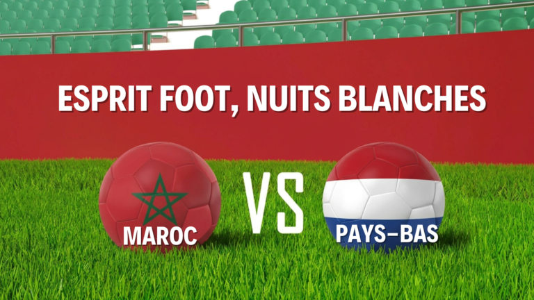 Maroc-Pays-Bas avec des ballons aux couleurs des deux équipes pour illustrer une soirée football exceptionnelle