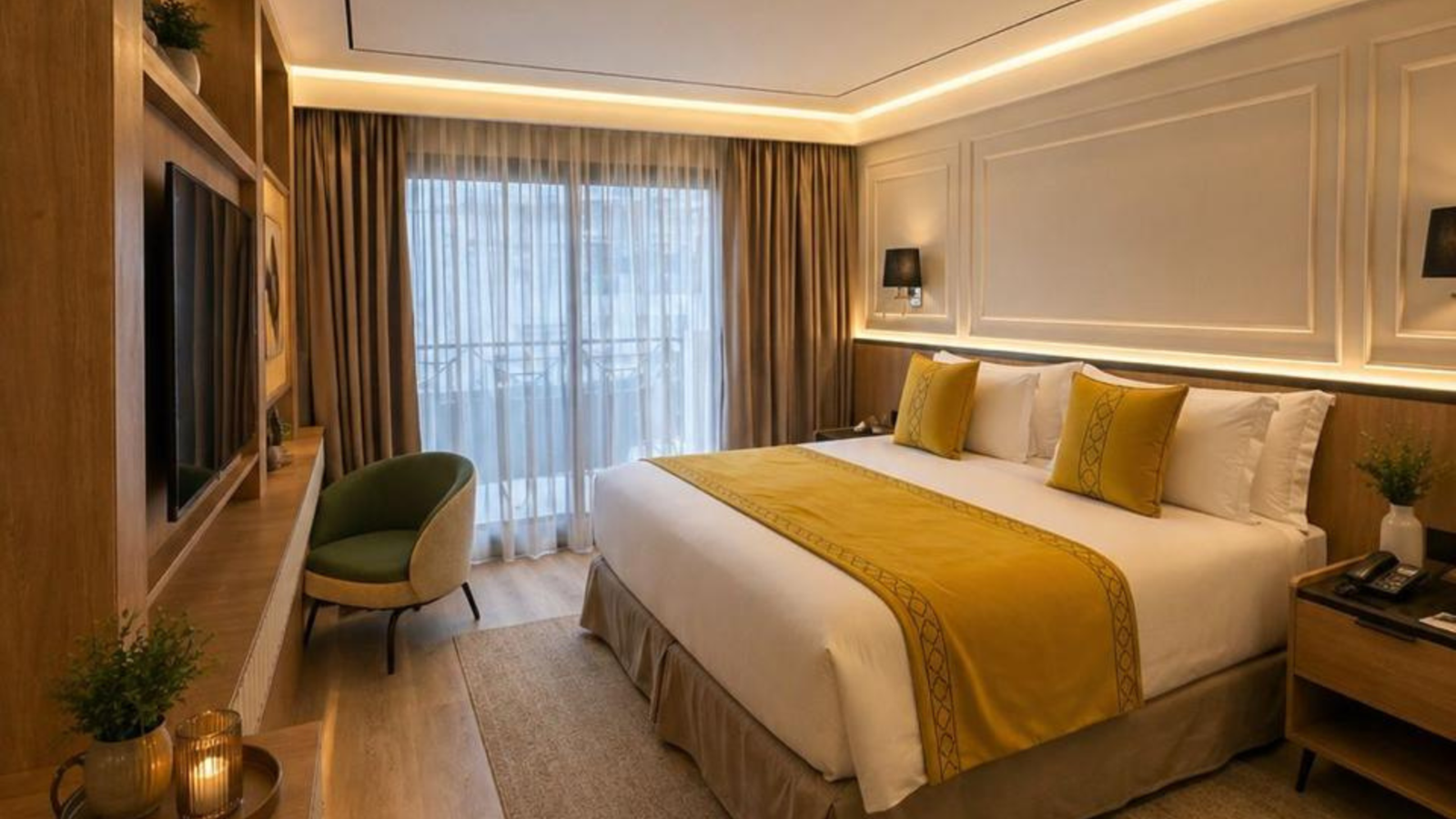 Chambre élégante de L'Adresse Boutique Hotel & SPA