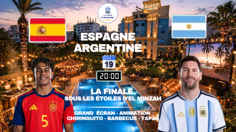 affiche officielle de la retransmission match de foot à Tanger à El Minzah hotel