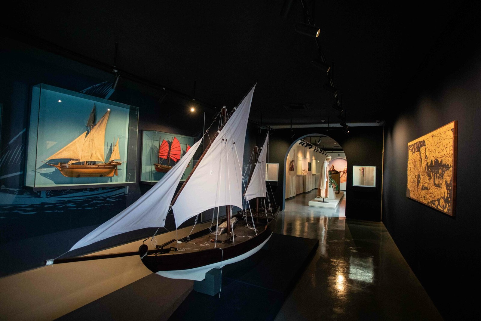 Une réplique de voilier d'époque exposé au musée de la mémoire d'Ibn Battouta au Borj En-Naam à Tanger.