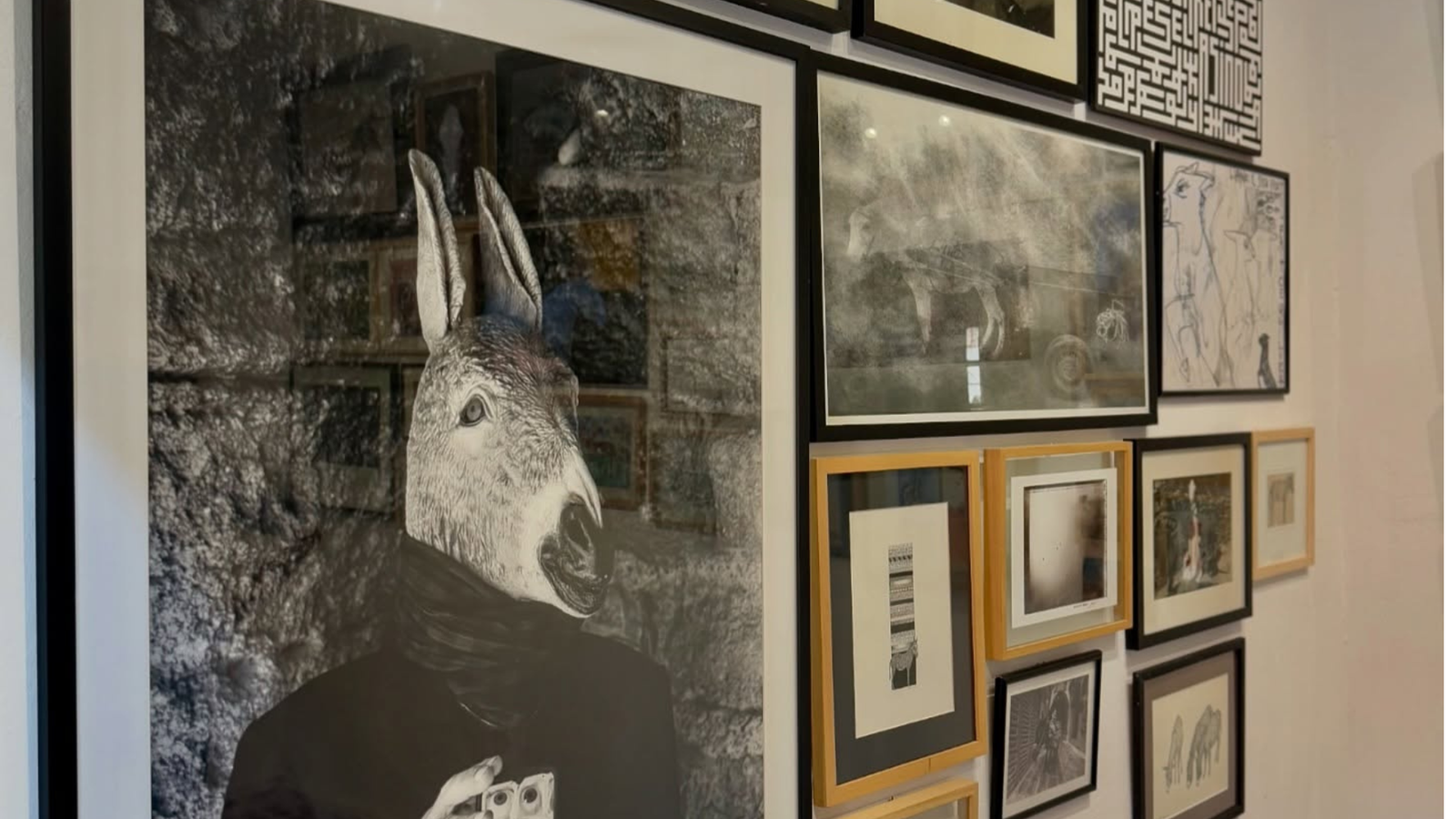 Salle d'exposition et collections artistiques internationales à découvrir au Donkey Museum of Tangier.