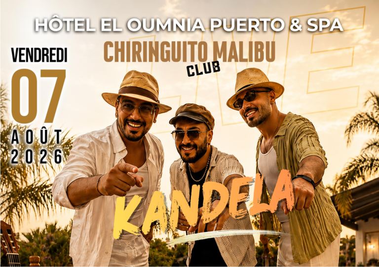 Soirée live du groupe Kandela au Chiringuito Malibu Club de l'hôtel El Oumnia Puerto et Spa à Tanger.
