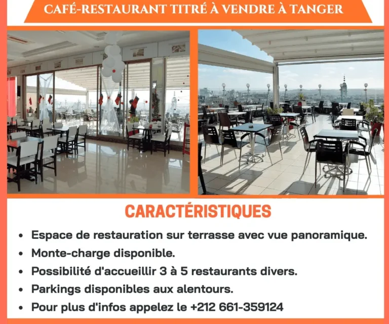 café-restaurant mis en vente à la rue du Mexique à Tanger