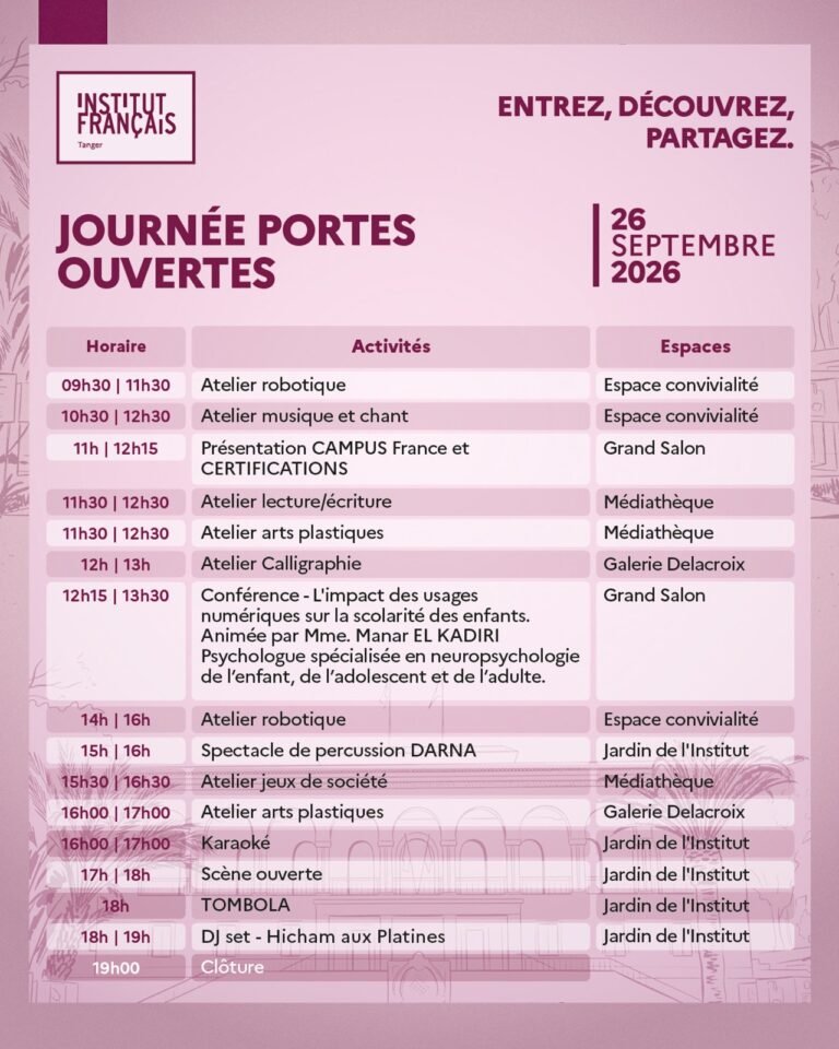 Affiche officielle du programme complet heure par heure de la Journée portes ouvertes IFT 2026.