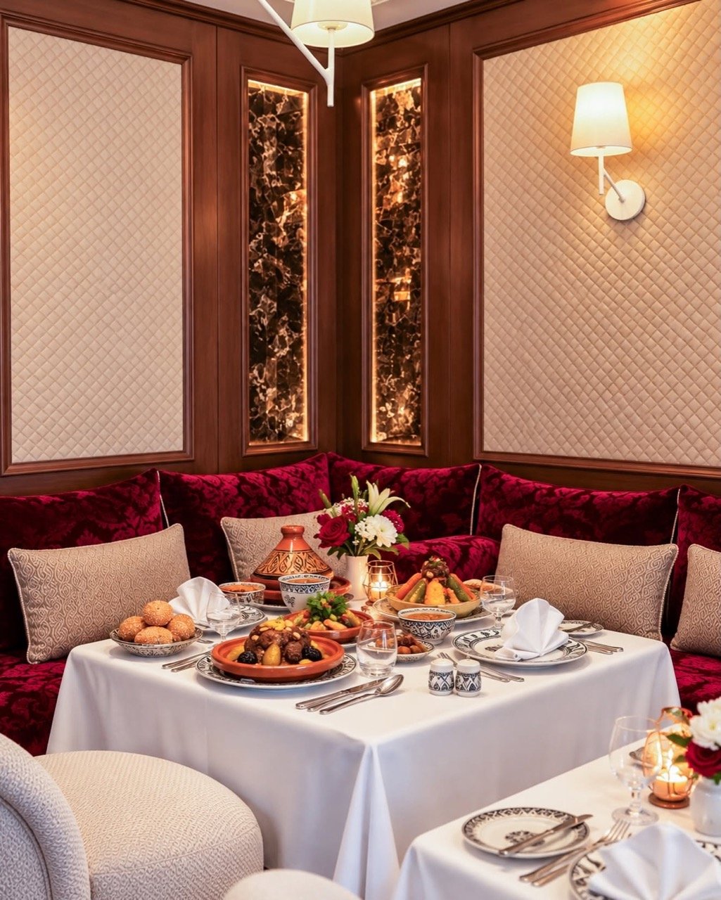 Table marocaine et accueil raffiné au restaurant local Florido, l'adresse traditionnelle des restaurants du Royal Tulip.